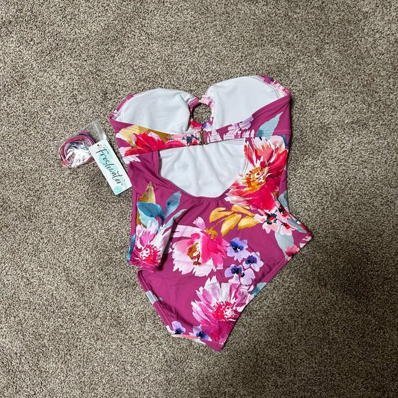 FRESHWATER FLORAL O-RING ONE PIECE SWIMSUIT SIZE S  #583 - Picture 4 of 4